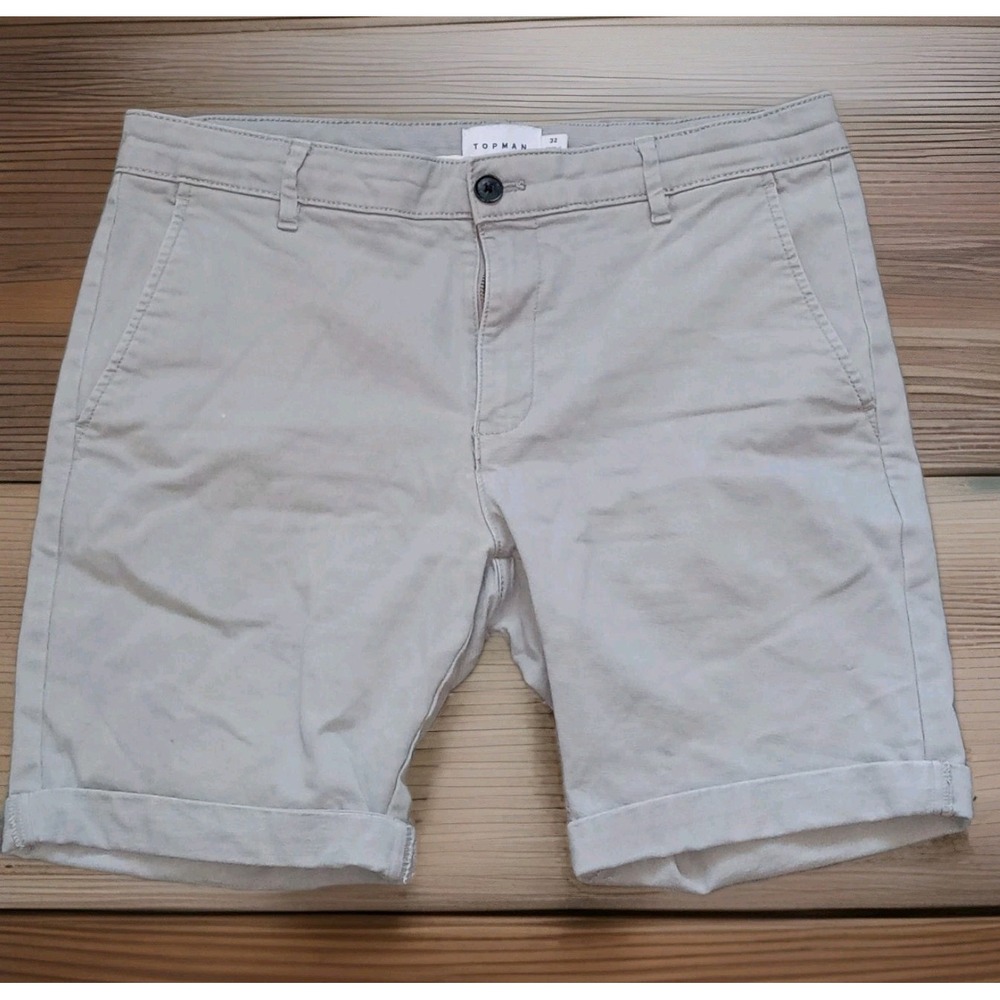 Mens Topman Khaki‎ Shorts Sz 32 Preppy Collegiate